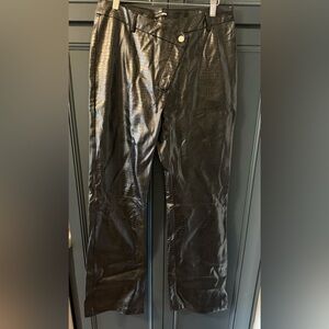 Fashion Nova  Black Croc-Effect wide leg Pants